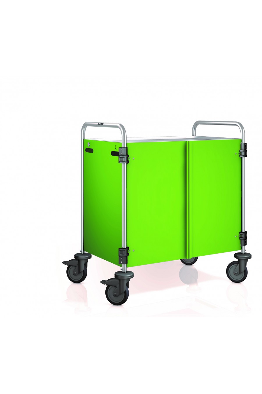 Panelling on 3 sides, with hinged doors on front,coloured, apple green SW 8x5